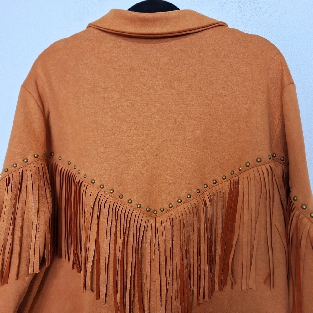 SHEIN Curve Faux Suede Western Cowgirl Equestrian Fringe Jacket Plus Size 4XL - Picture 6 of 10